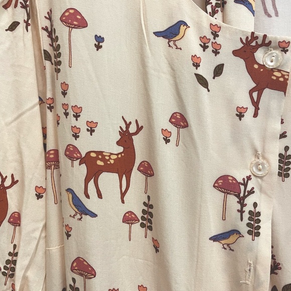 ModCloth x Highway Princess Tie-Belt Shirt Dress - Adorable Forest Print 🦌🐦🍄 - Picture 4 of 5